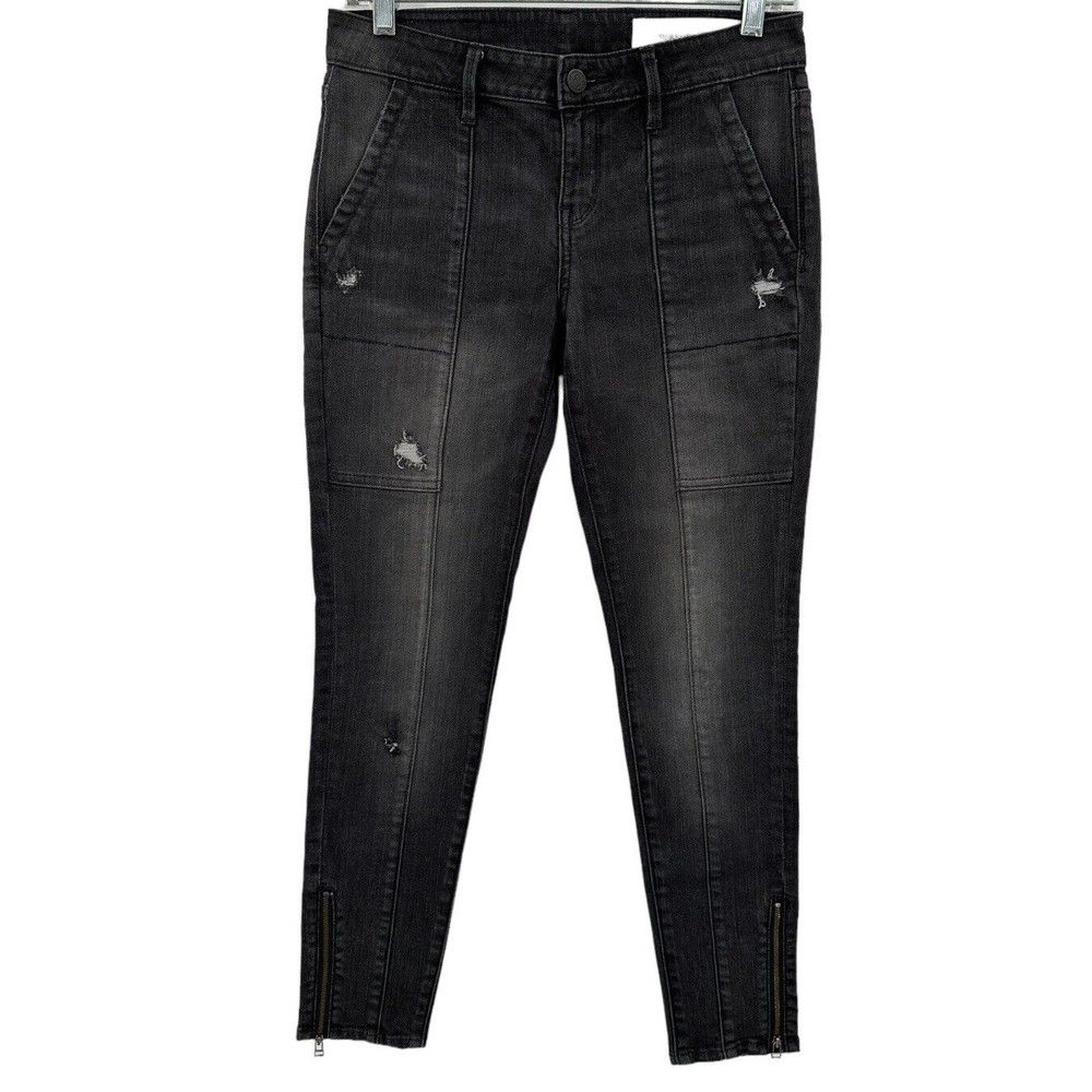 Treasure & Bond Jeans Size 25 Women's Gray Black Zip Ankle Mid Rise Distressed